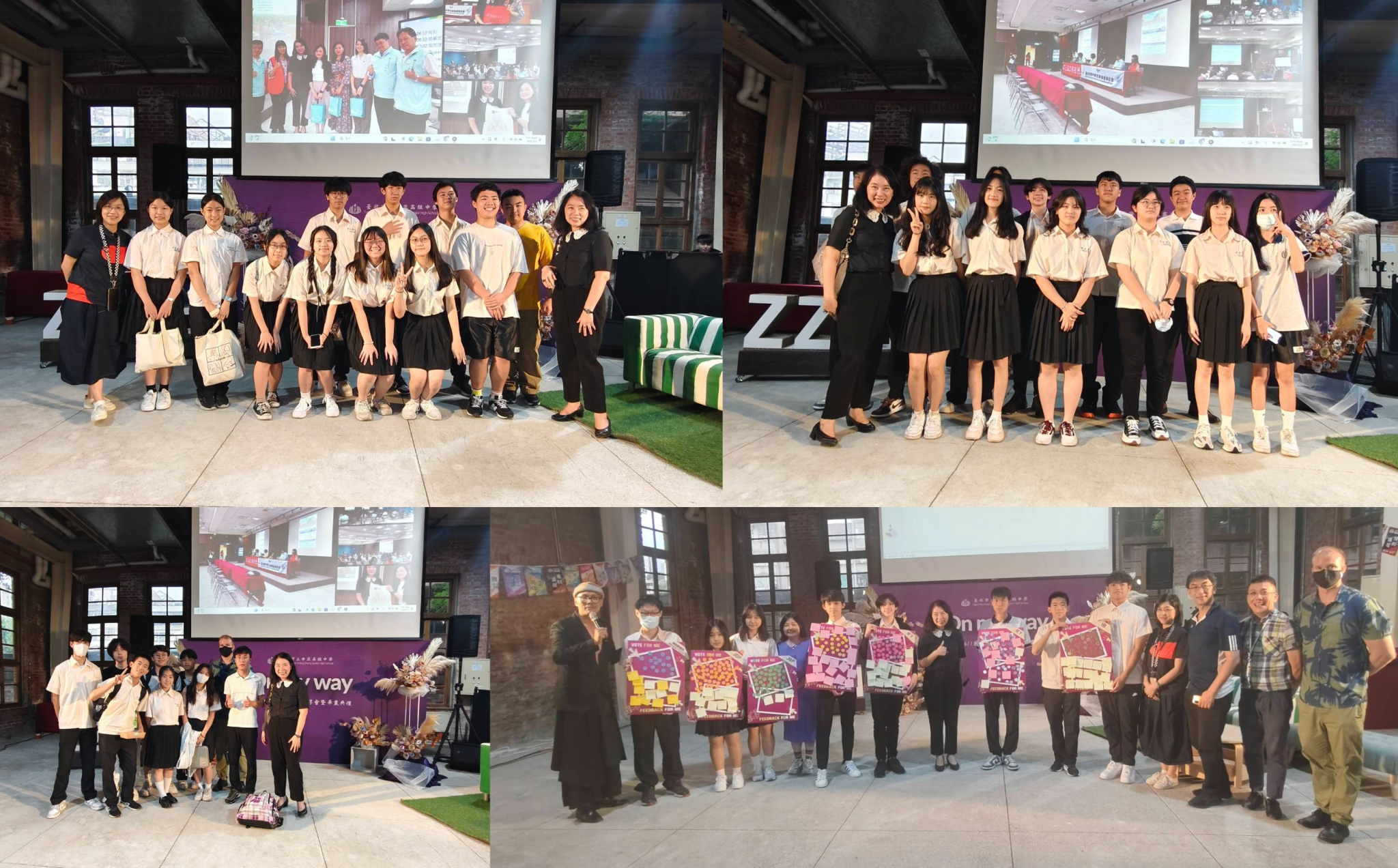 校長與各攤位學生進行合影